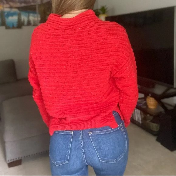 COURT & ROWE Red Mock Neck Sweater with Polka Dots Small NWT - Picture 3 of 6